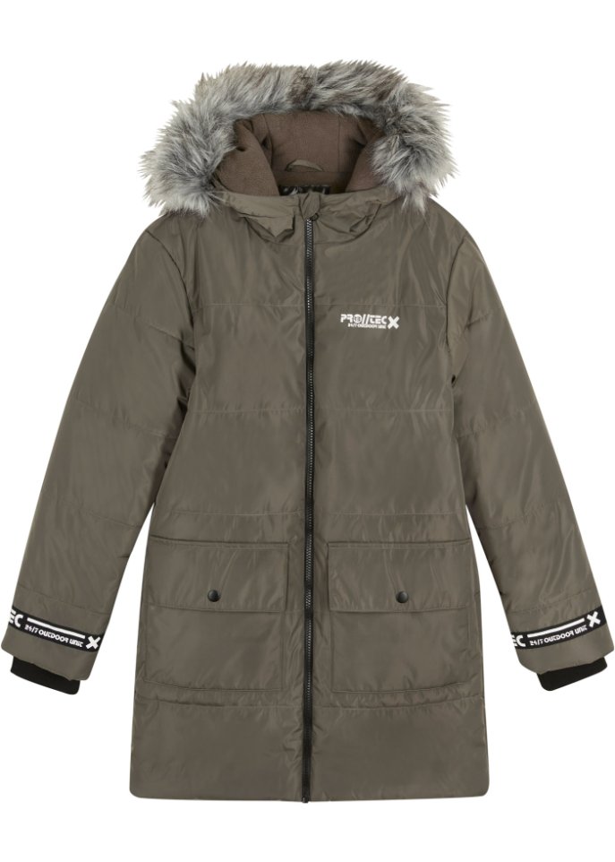 Jungen Winterparka mit abnehmbarem Fellimitatkragen