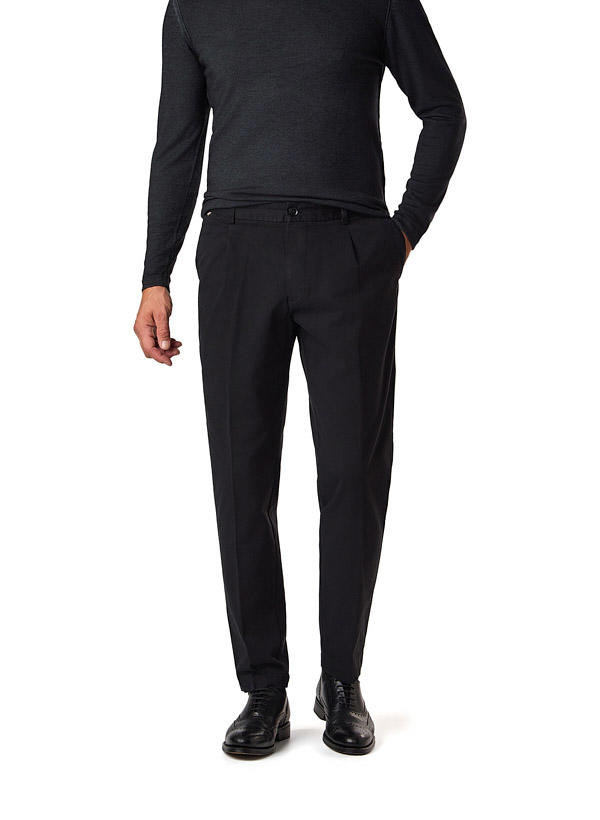 BOSS Black, Bundfaltenhose Kane, Regular Fit, Baumwolle, schwarz