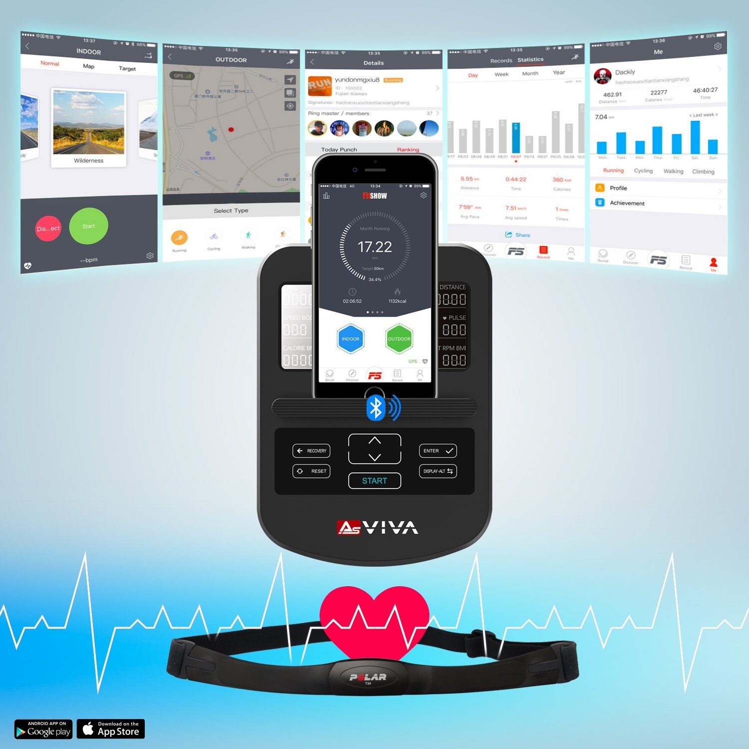 AsVIVA Crosstrainer-Ergometer AsVIVA C29 Bluetooth, Tablet- bzw. Smartphonehalterung, Fitness-App kompatibel