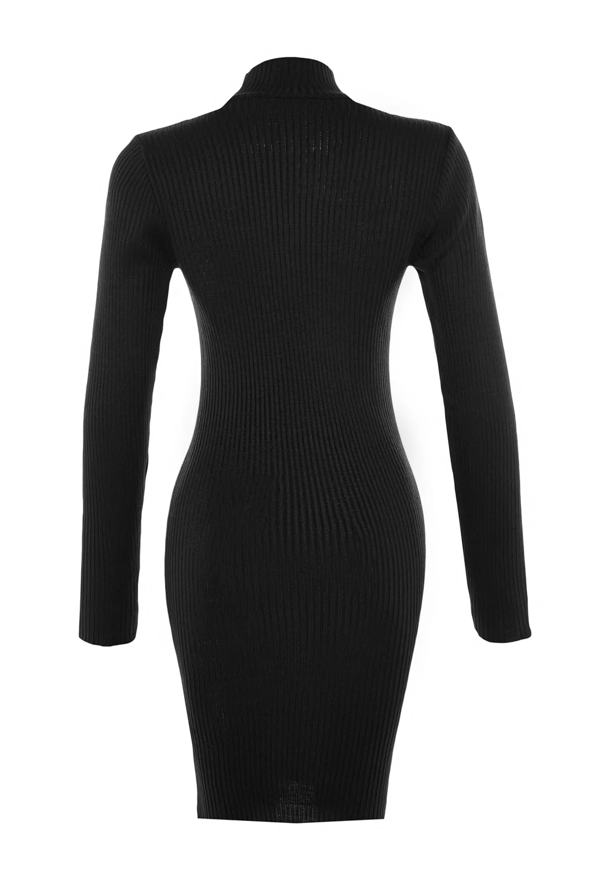 Trendyol Collection  Schwarzes Mini-Strickkleid mit Stehkragen - TWOAW23EL01389