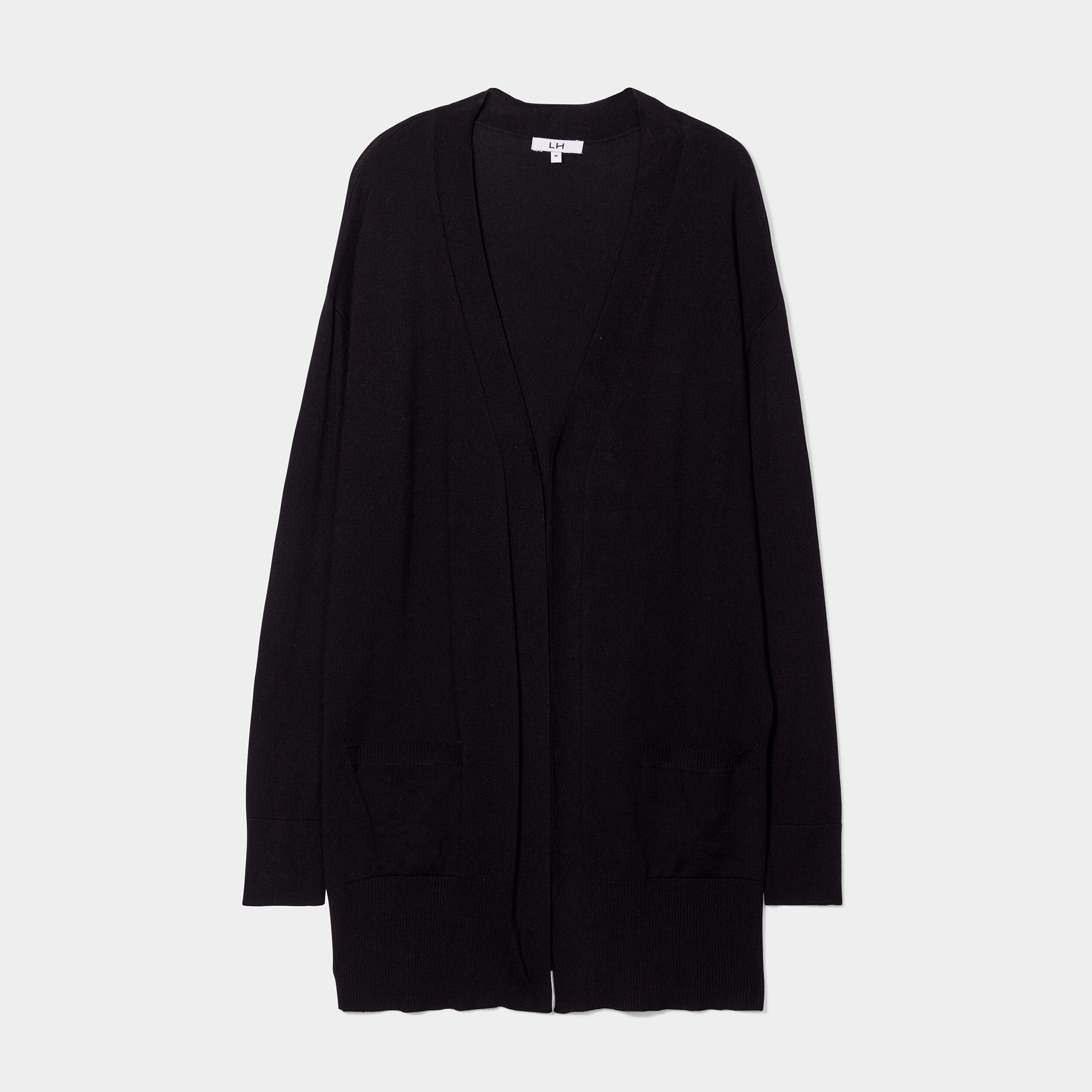 Gilet mi-long manches longues noir femme | La Halle