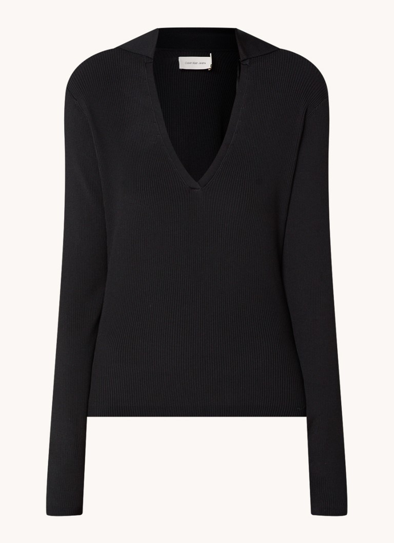 Calvin Klein Rib-knit top with V-neck