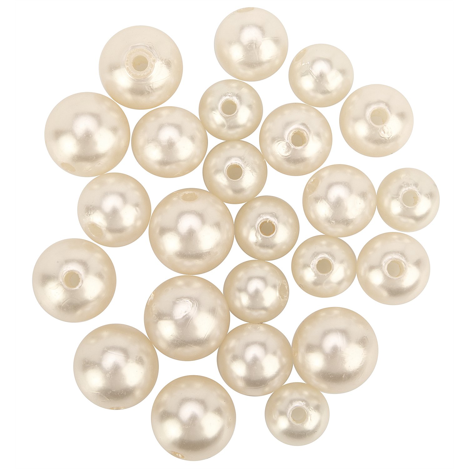 Rundperlen, creme, 12, 14 und 16 mm Ø, 24 Stück