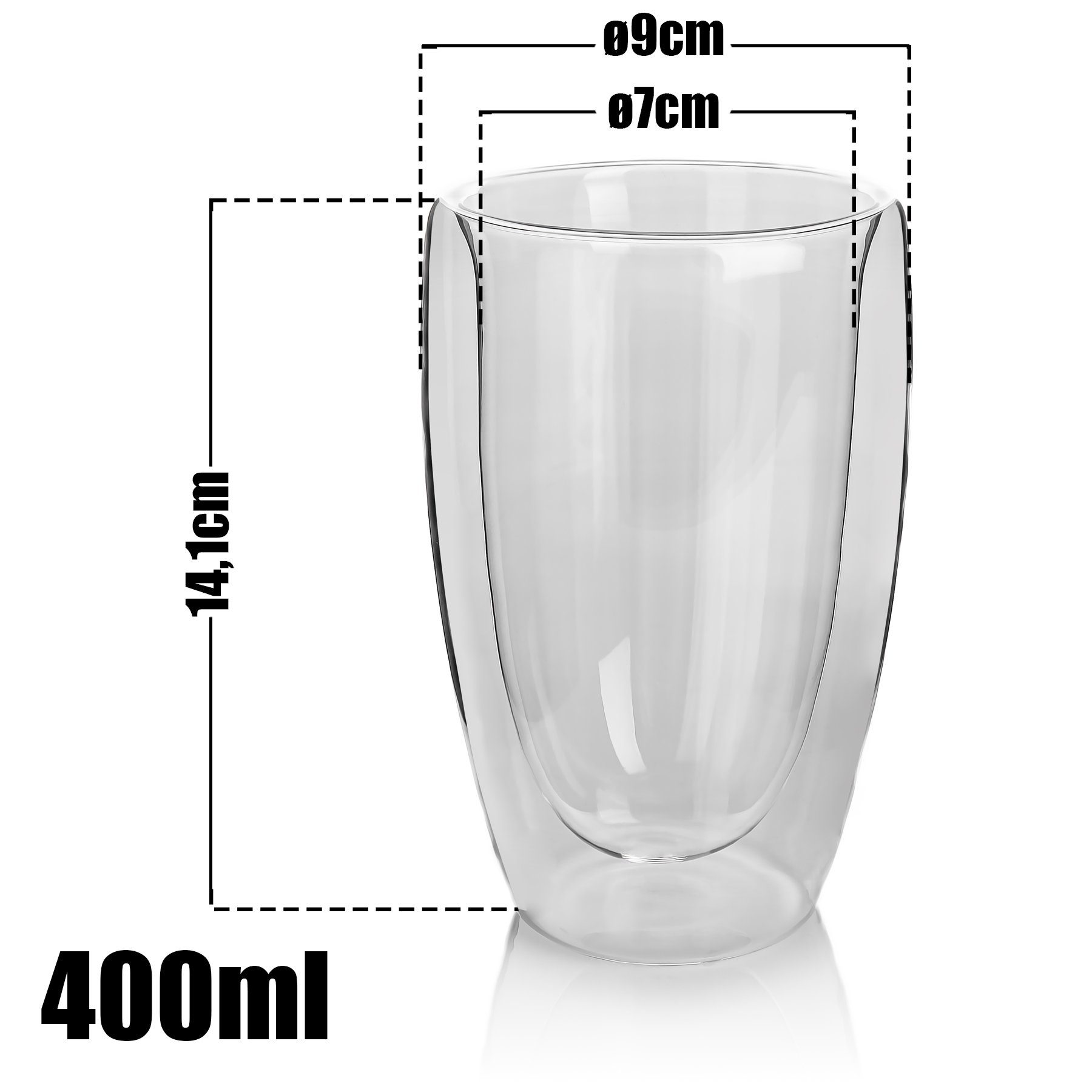 BigDean Latte-Macchiato-Glas 6 Stück Doppelwandige Latte Macchiato Gläser 400 ml, Glas