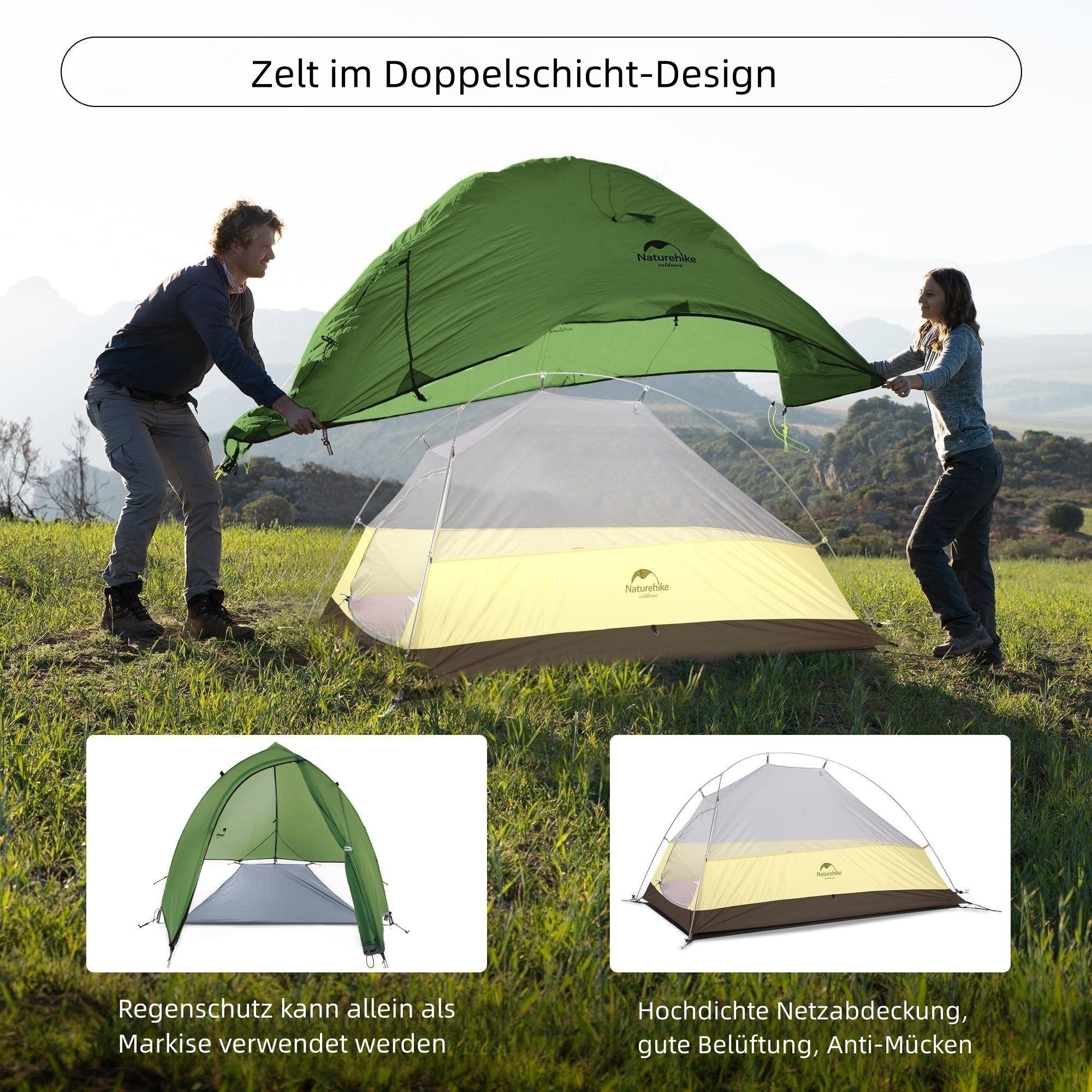 Naturehike Kuppelzelt Einzelzelt Ultraleichte Zelt Wasserdicht, Personen: 1