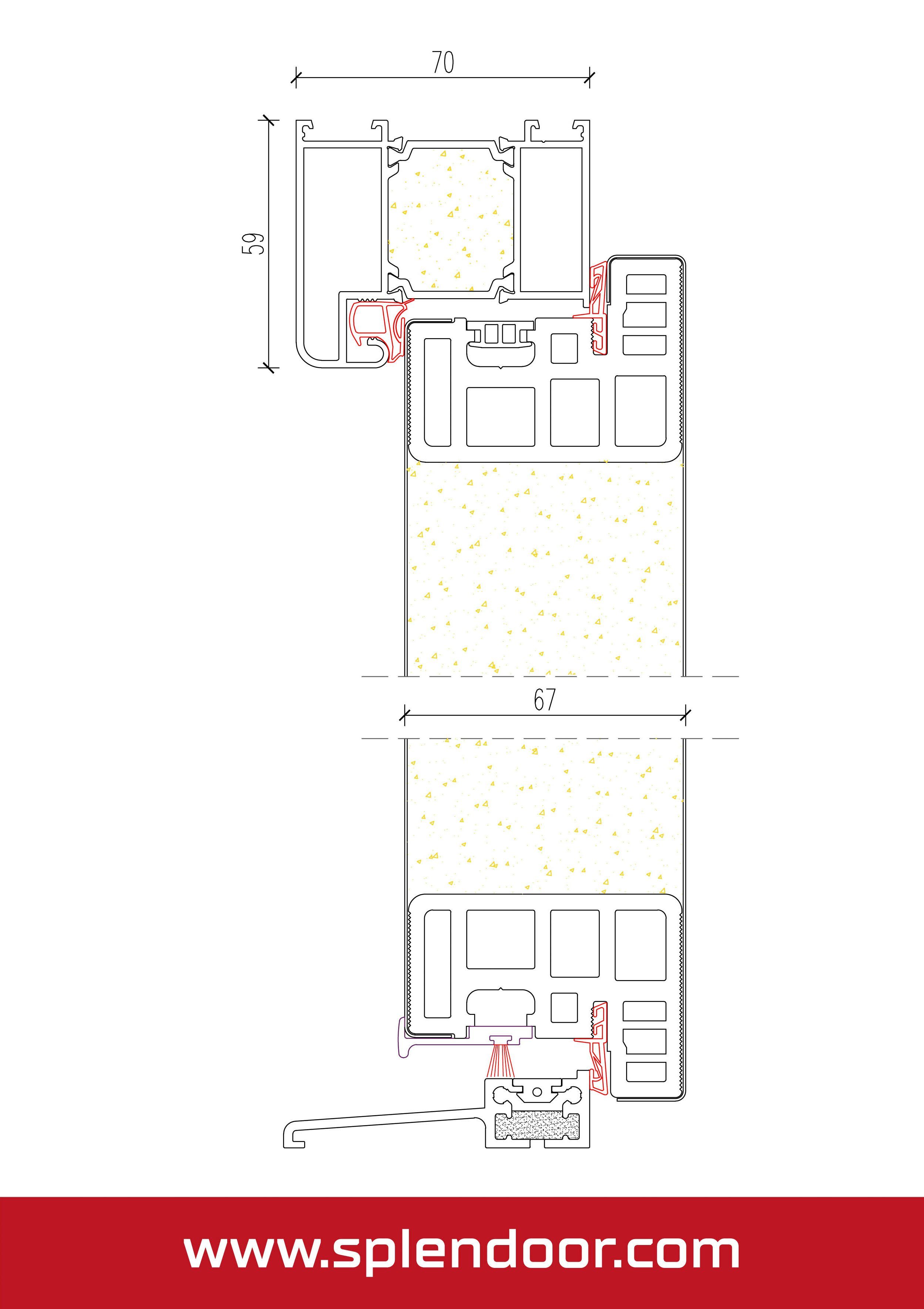 SplenDoor Haustür SPLIT Prime (Set), sehr gut wärmegedämmt und Stabil, mit 3-fach Verglasung, mit Türrahmen