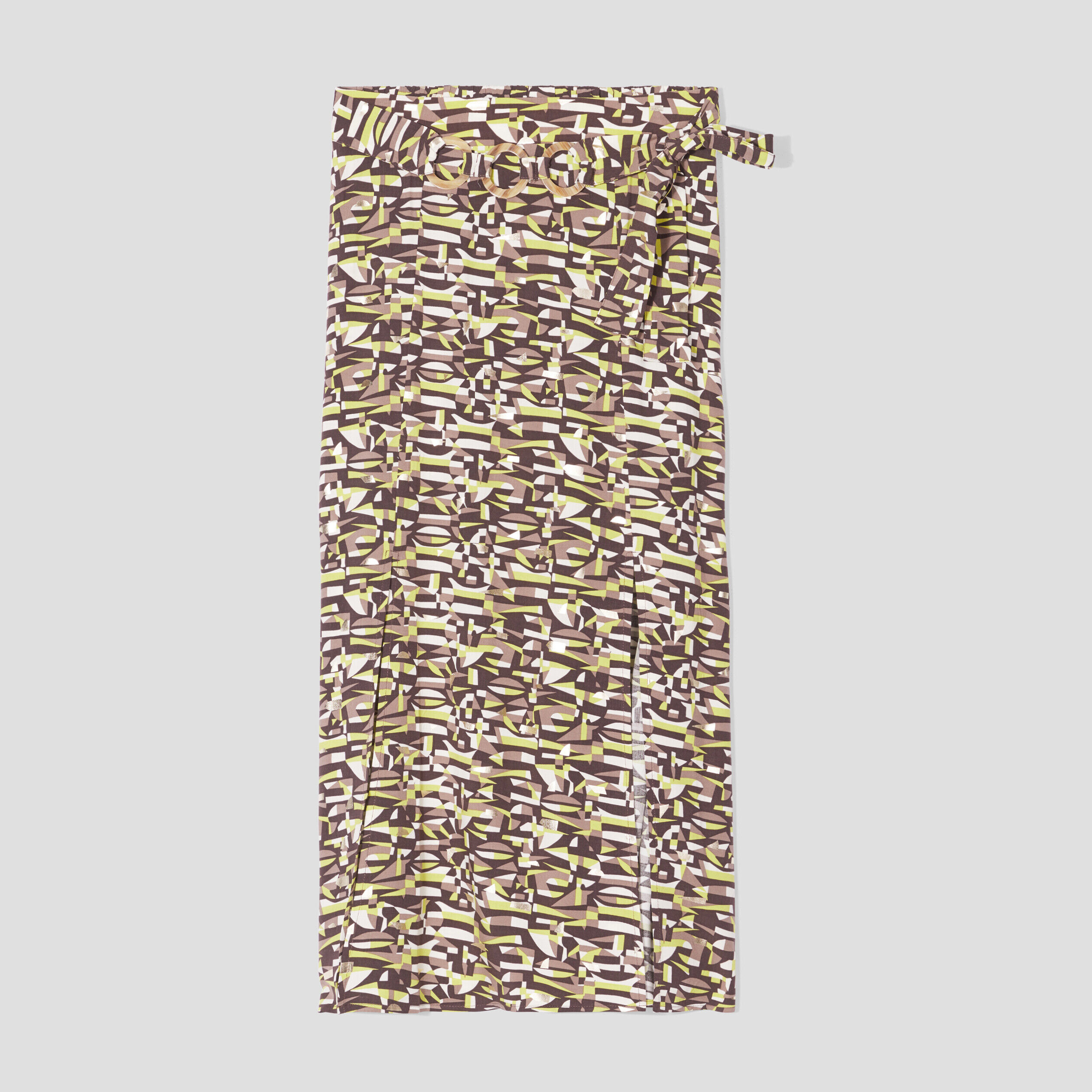 Jupe midi droite fendue marron femme | Cache Cache