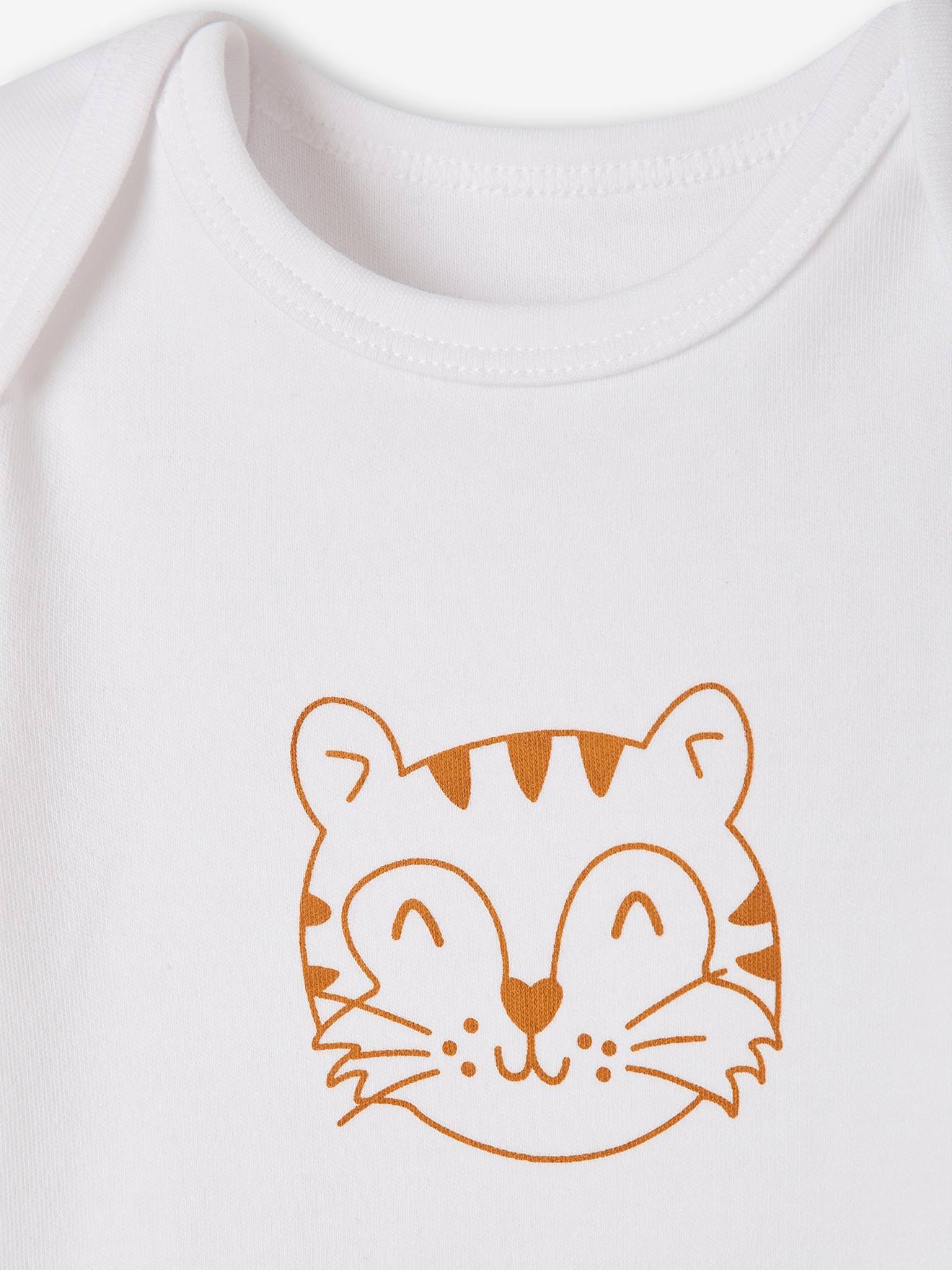 Lot de 5 bodies « animaux » bébé naissance ouverture US manches courtes BASICS lot blanc