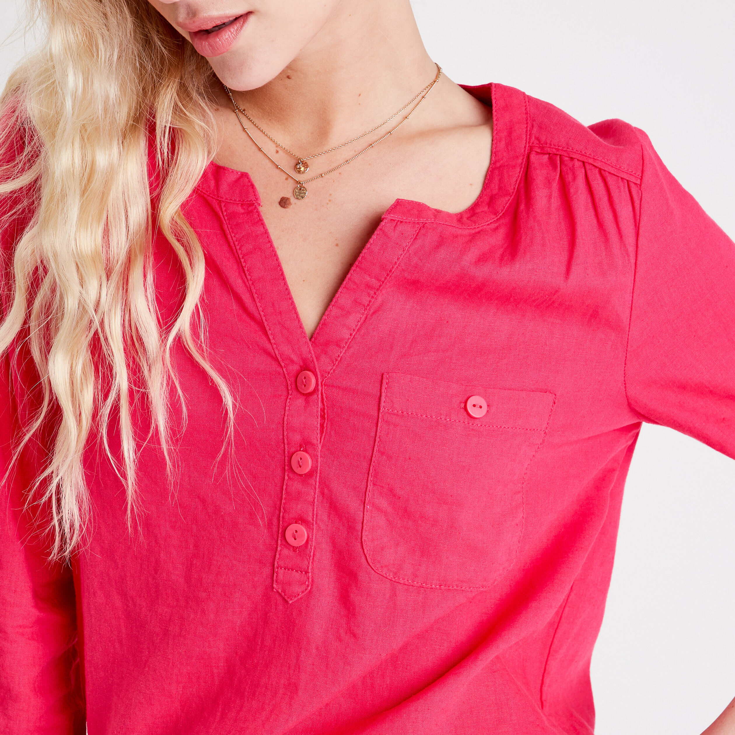 Blouse manches 3/4 rose vif femme | Cache Cache
