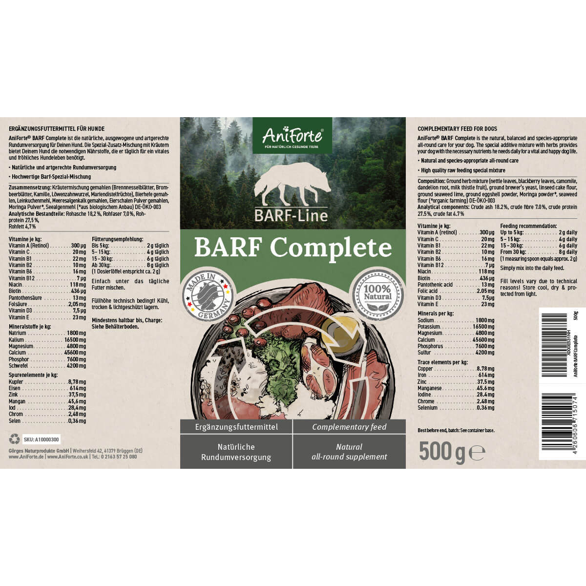 Aniforte Ergänzungsfutter & Aufzucht Aniforte BARF Complete 500 g 500 g