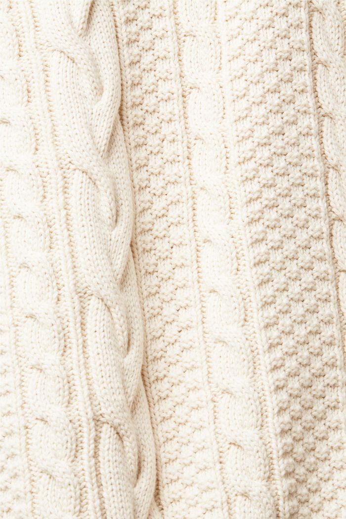 Zopfstrickpullover mit kurzem Reißverschluss