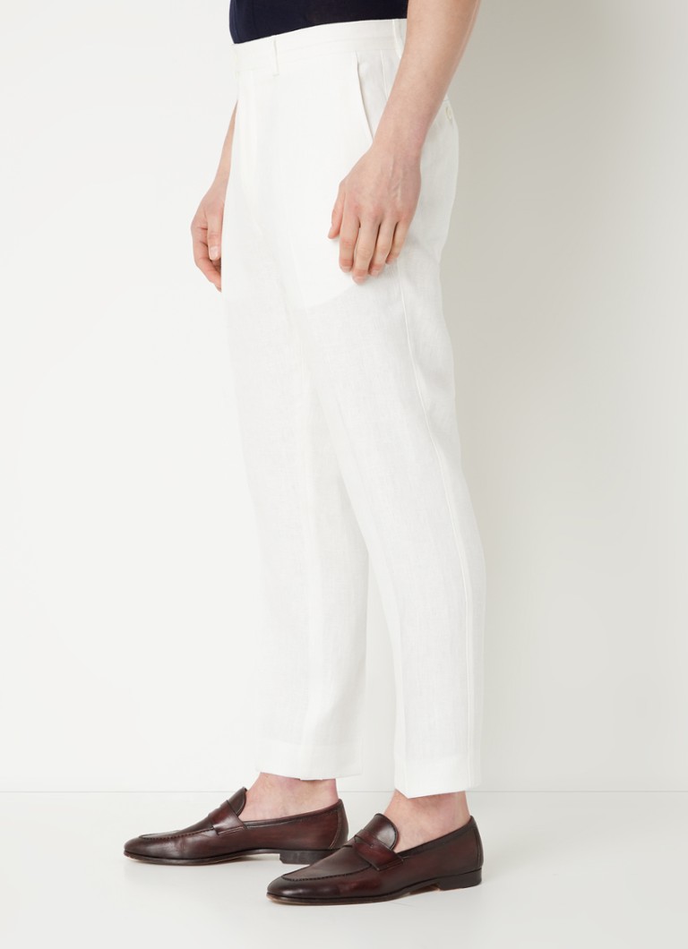 Pantalones de lino Deccan de Oscar Jacobson z pernera ajustada și bosillos side.