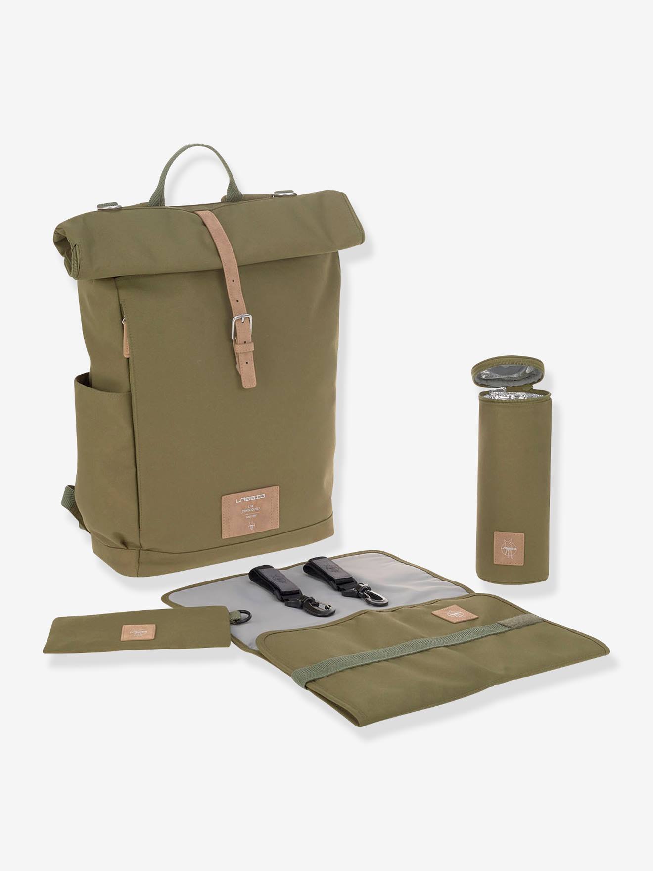 Sac à dos à langer Green Label LÄSSIG Rolltop gris anthracite