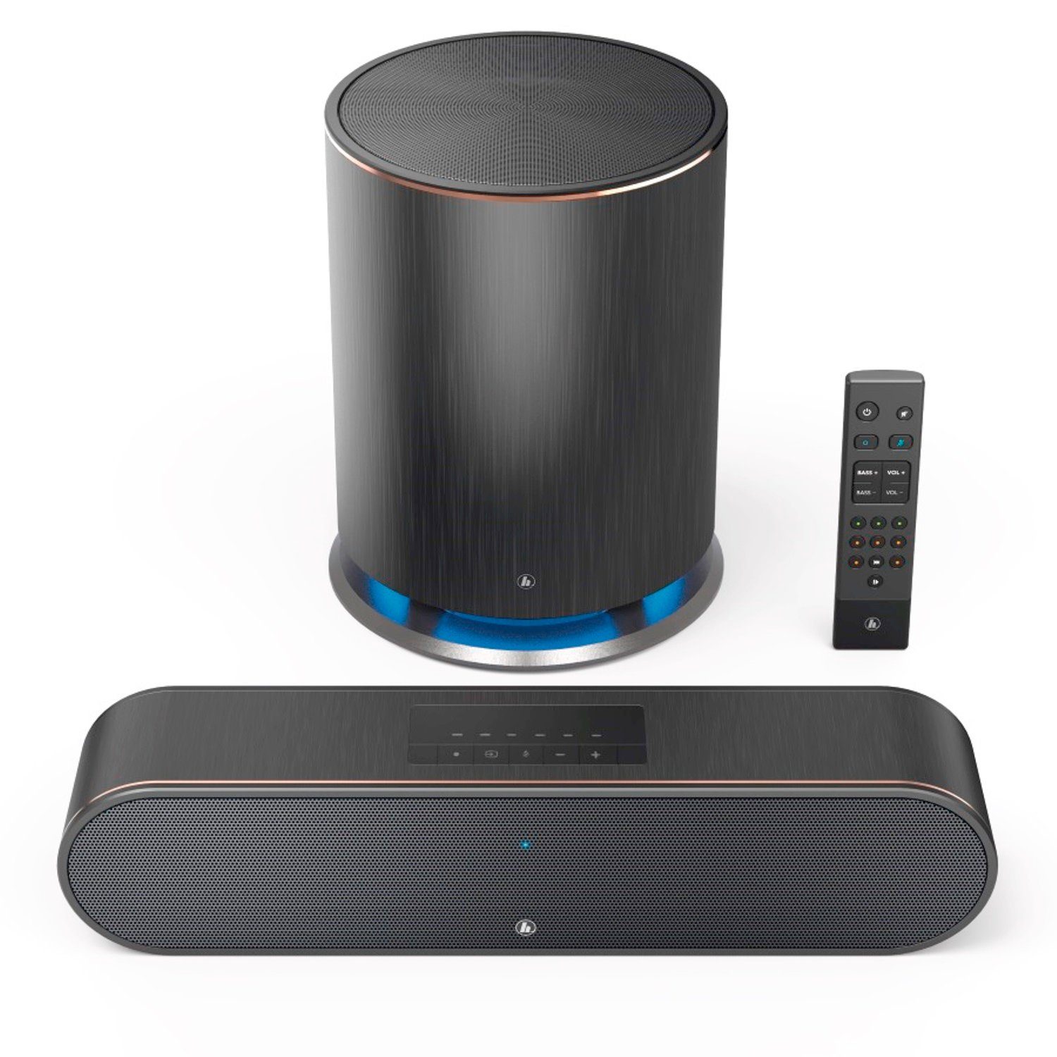 Hama 2.1 Smart Slim Soundbar + Wireless Subwoofer Subwoofer (Funk, mit Fernbediening Alexa Spotify Bluetooth WiFi TV PC etc)