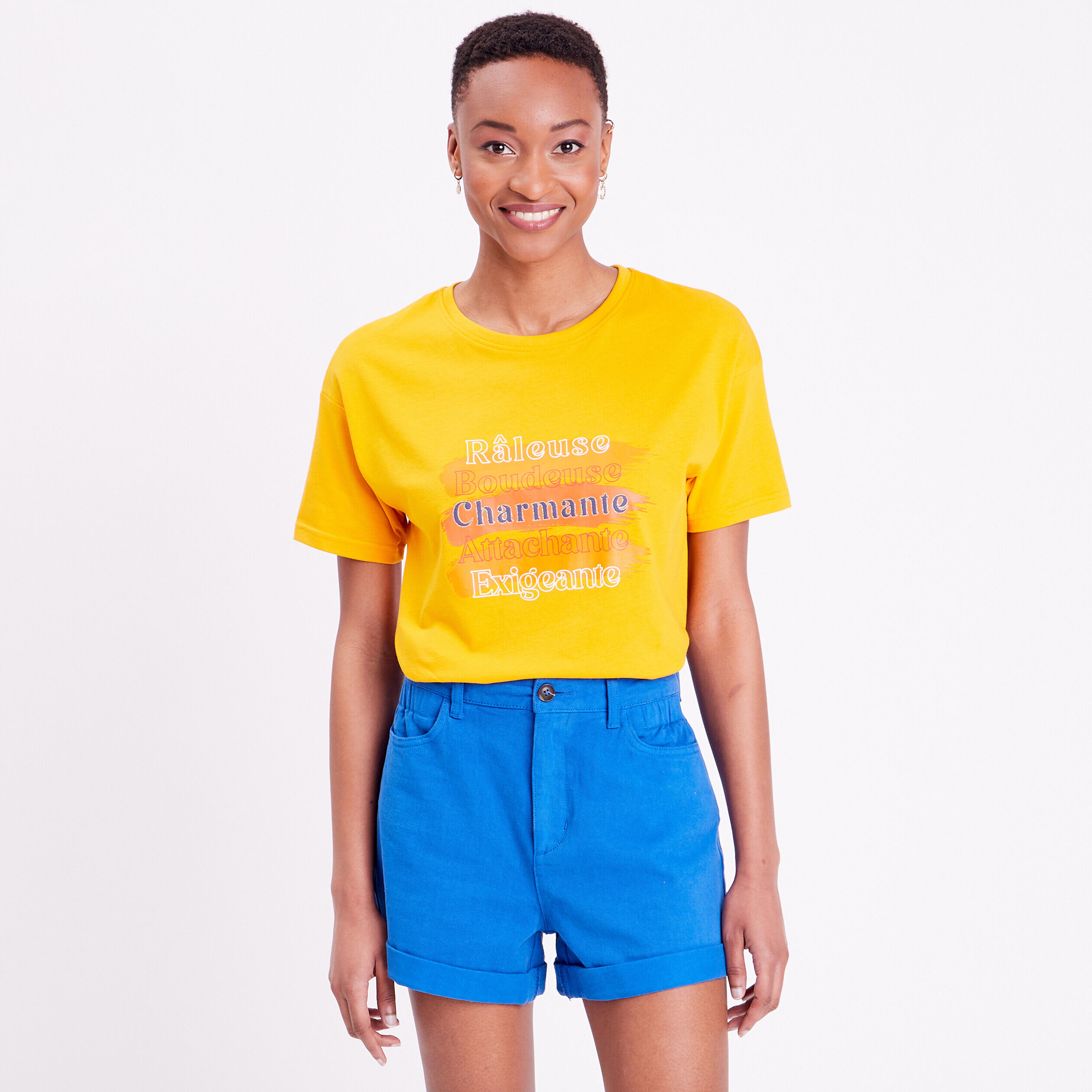 T-shirt manches courtes jaune or femme | Cache Cache