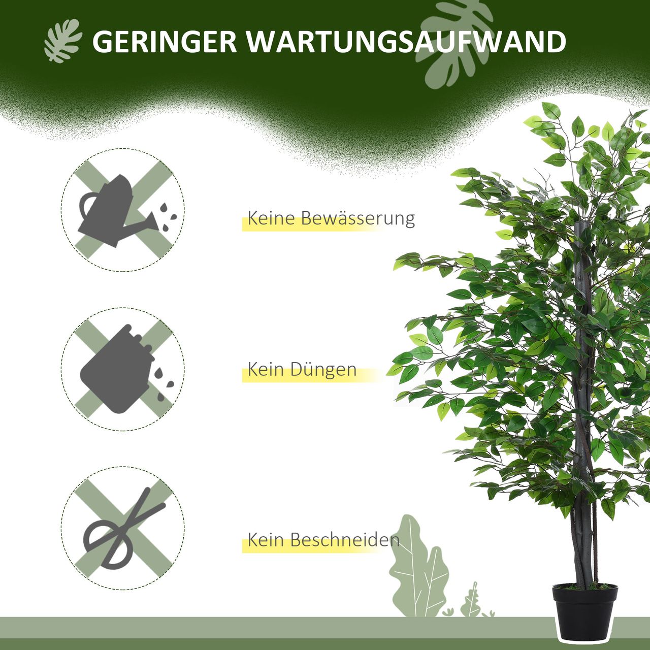Outsunny Kunstpflanze Kunstbaum Banyan Baum Innendekoration Flora grün