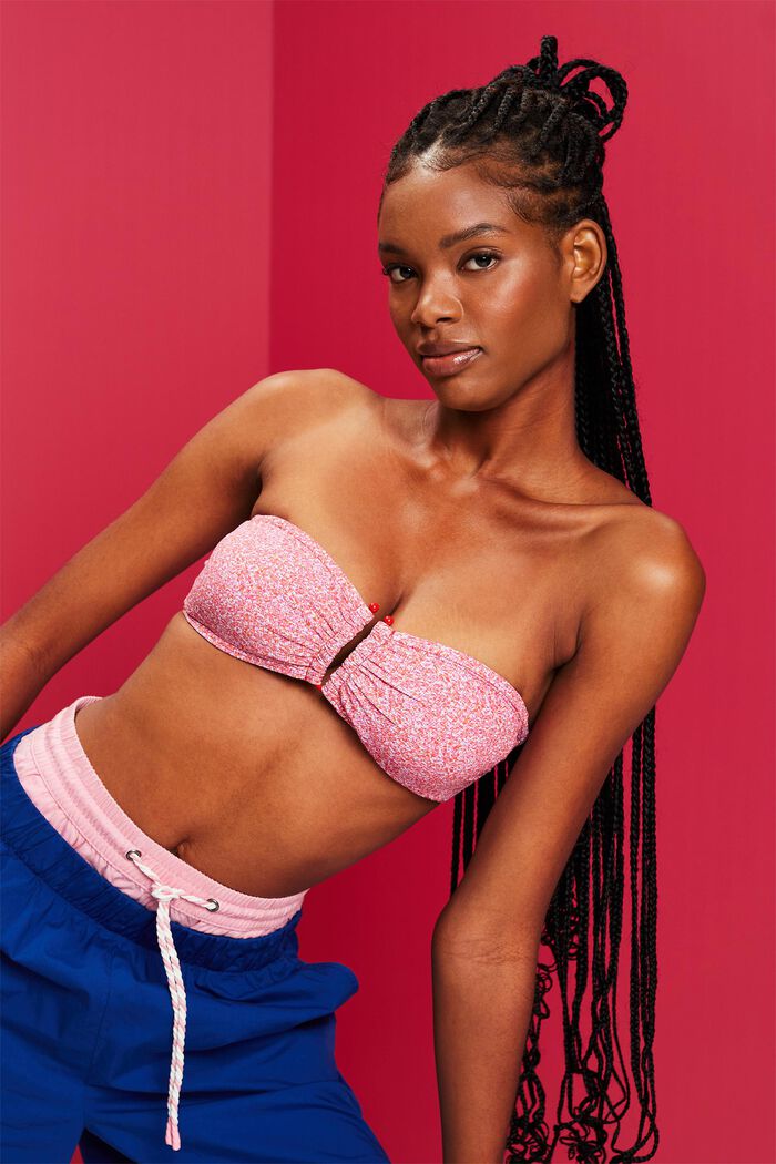 Wattiertes Bandeau-Bikinitop mit Print
