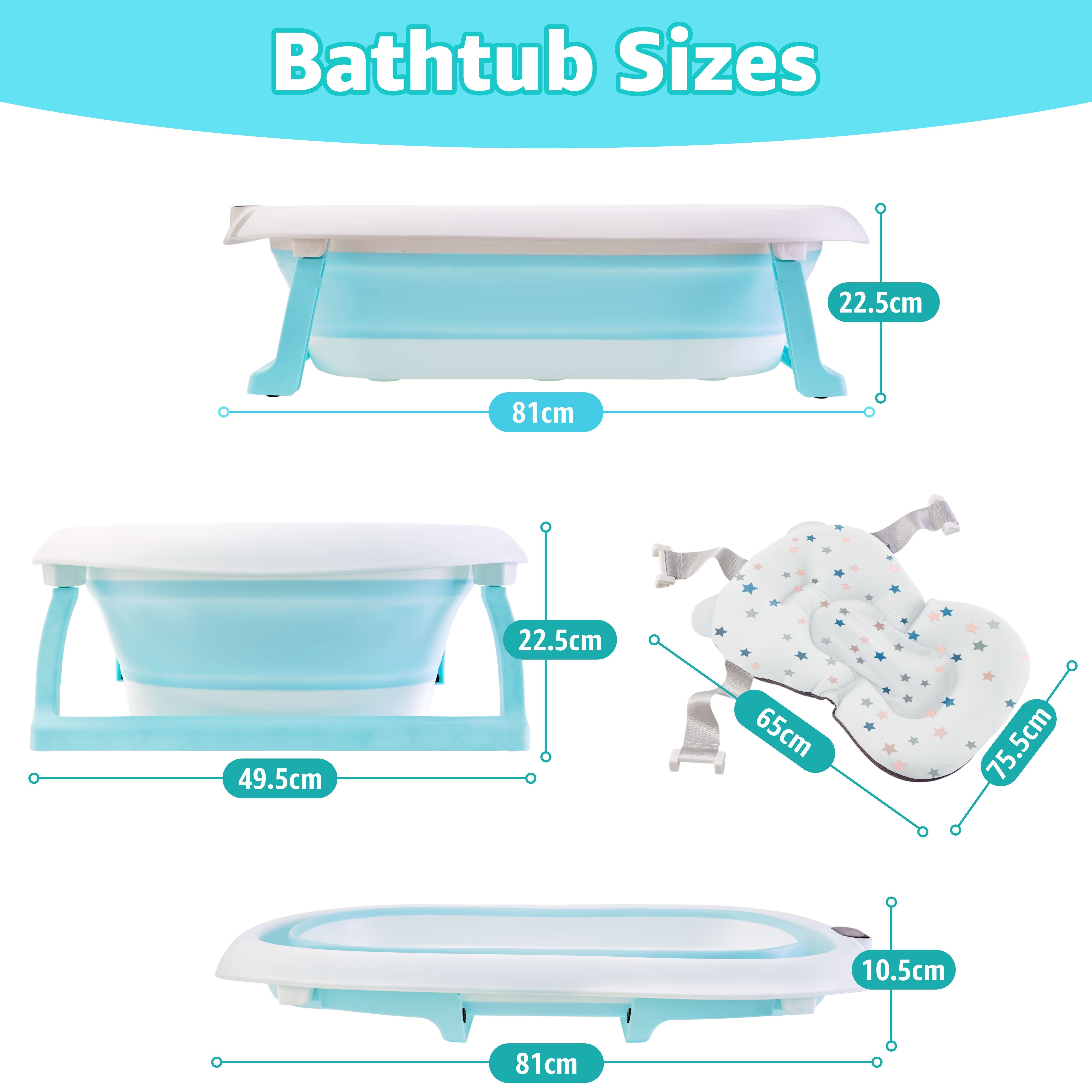 wuuhoo Badewanne Baby-Badewanne Abby faltbar mit Thermometer