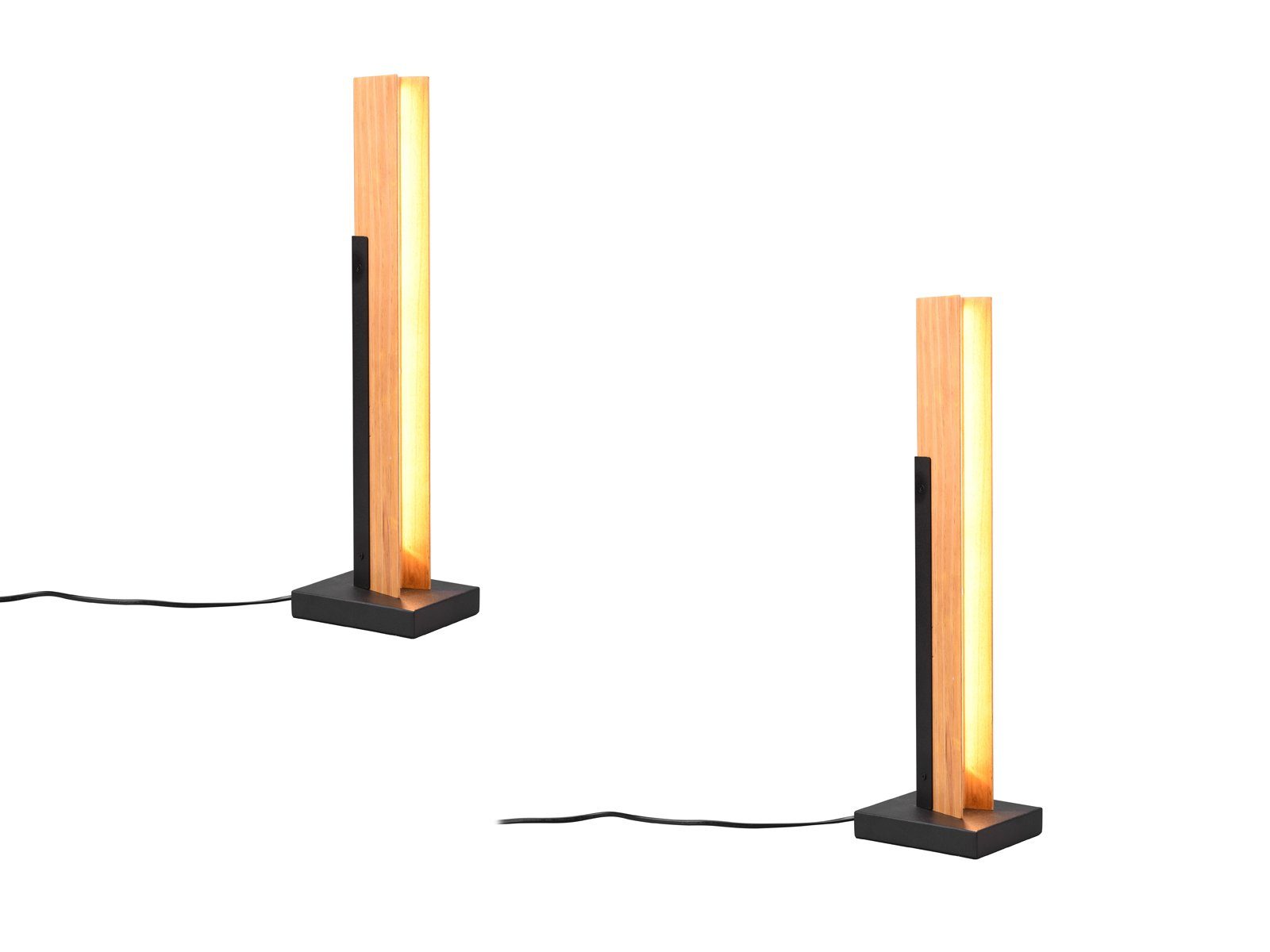 TRIO LED Nachttischlampe, Dimmfunktion, LED fest integriert, Warmweiß, 2er Set groß-e Designer Holz-lampen ausgefallen Fensterbank, Höhe 50cm
