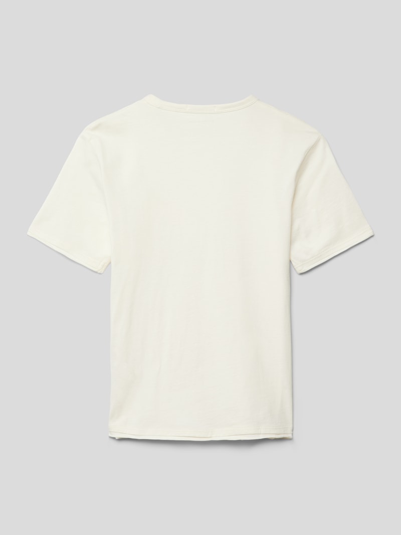 T-Shirt mit geripptem Rundhalsausschnitt in offwhite
