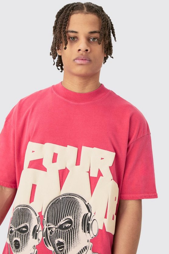 Oversize T-Shirt mit Homme Mask Print
