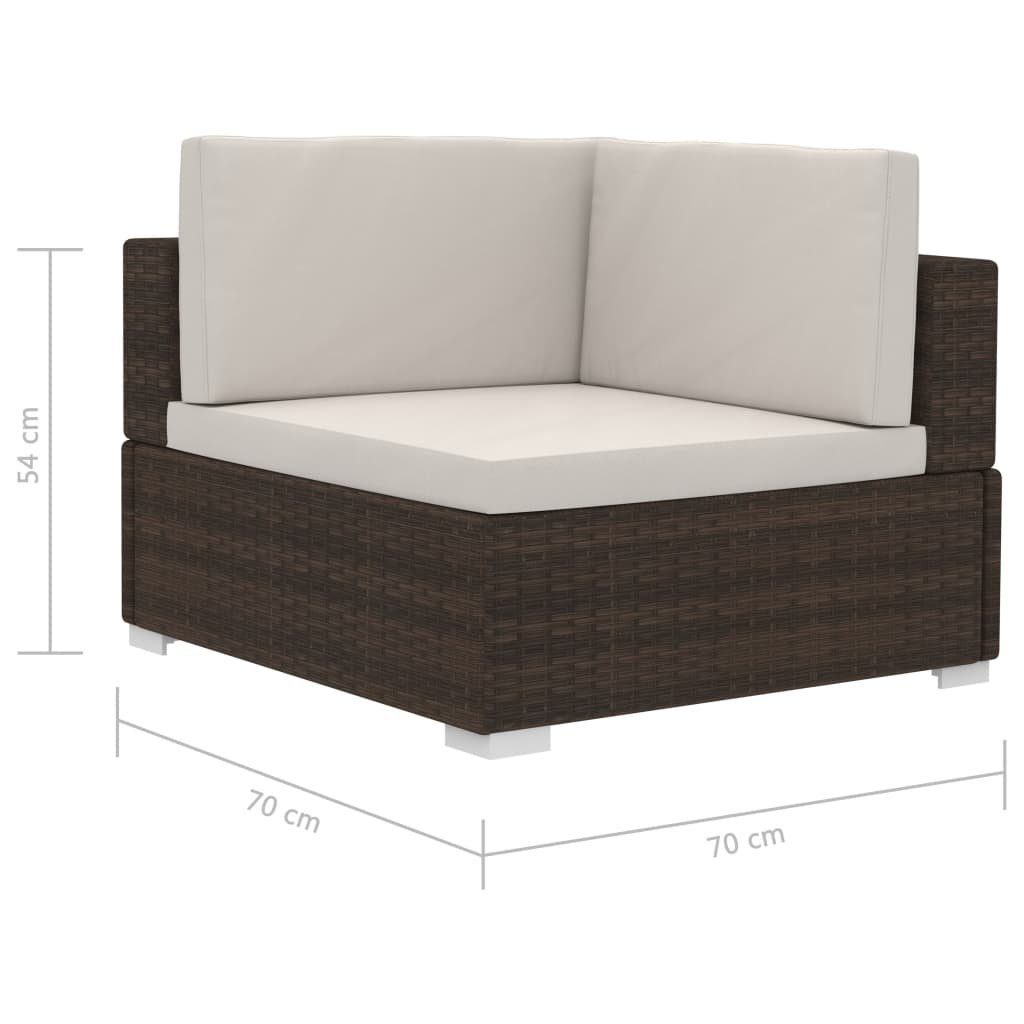 vidaXL Loungesofa Ecksofas 2 Stk. mit Auflagen Poly Rattan Braun, 2 Teile