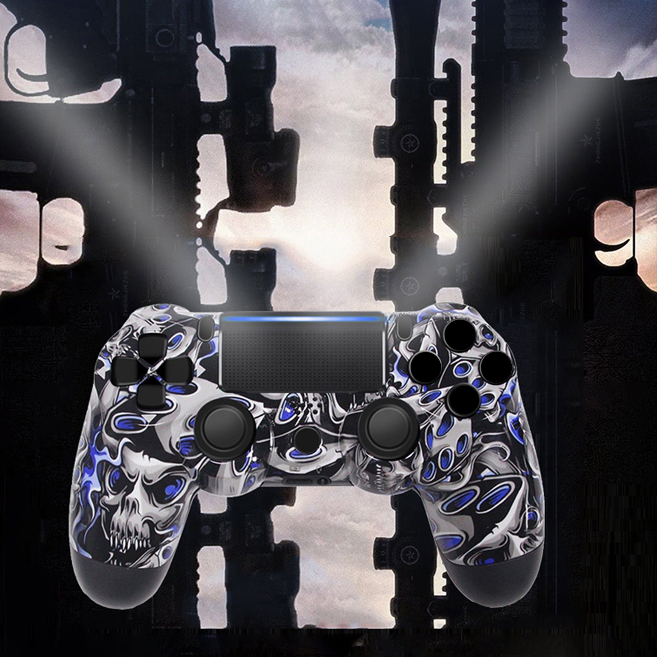 Tadow Wireless Gamepad, Controller, für PS4, Bluetooth(Blau-Todesgeist) PlayStation 4-Controller