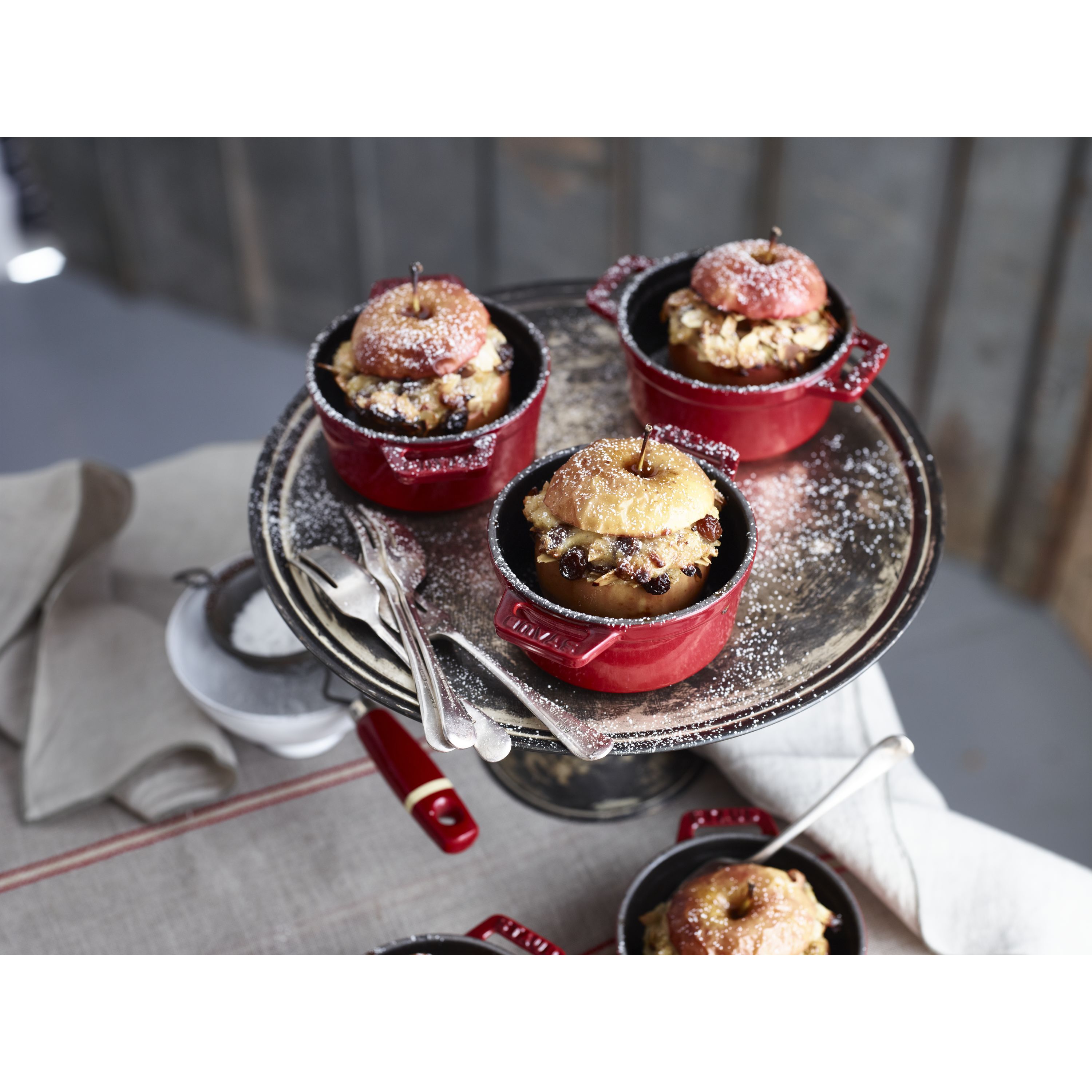 Mini Cocotte 10 cm, rund, Kirsch-Rot, Gusseisen