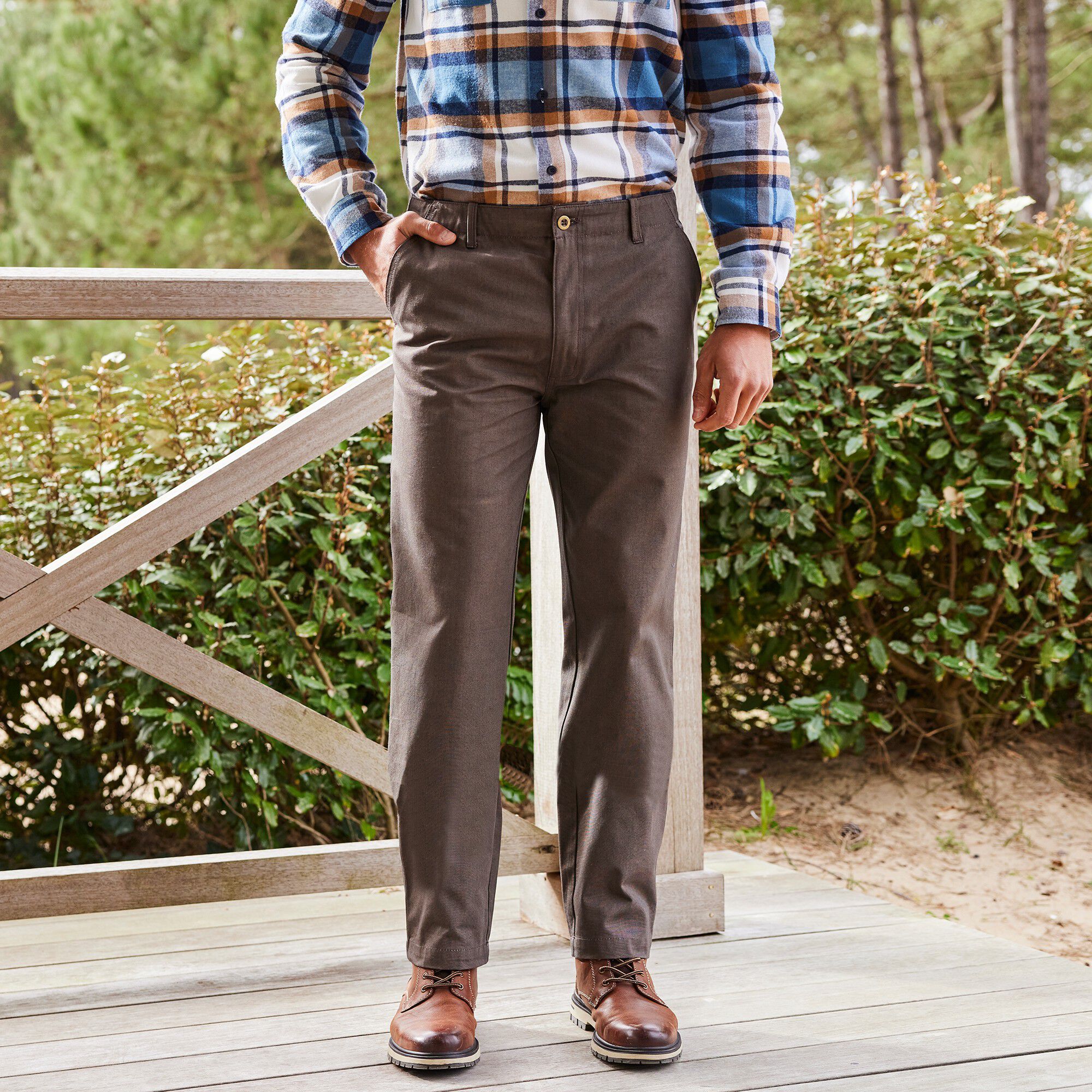 Pantalon charpentier en tissu bachette