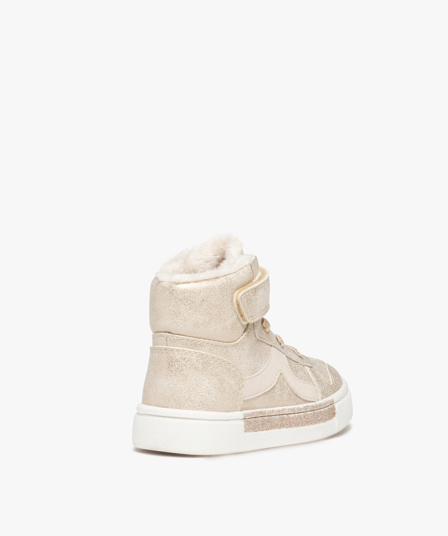 Baskets bébé fille mid-cut métallisées et pailletées or | GEMO