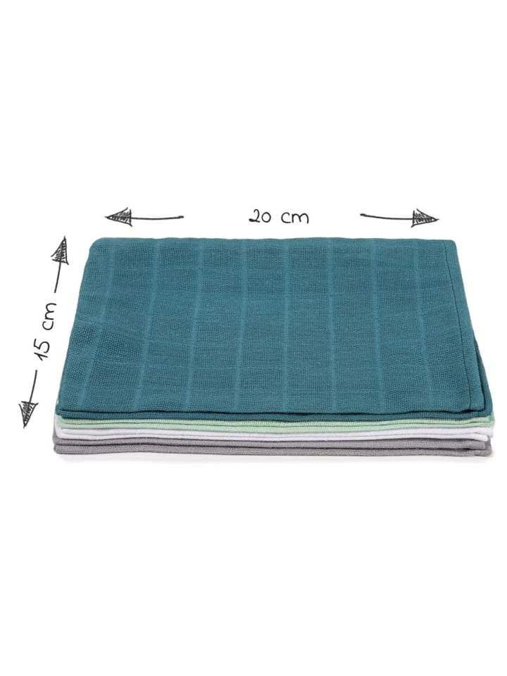 Makian Mull-Waschhandschuh 8er Pack 15 x 20 cm - Patina / in gruen,grau günstig kaufen onesize