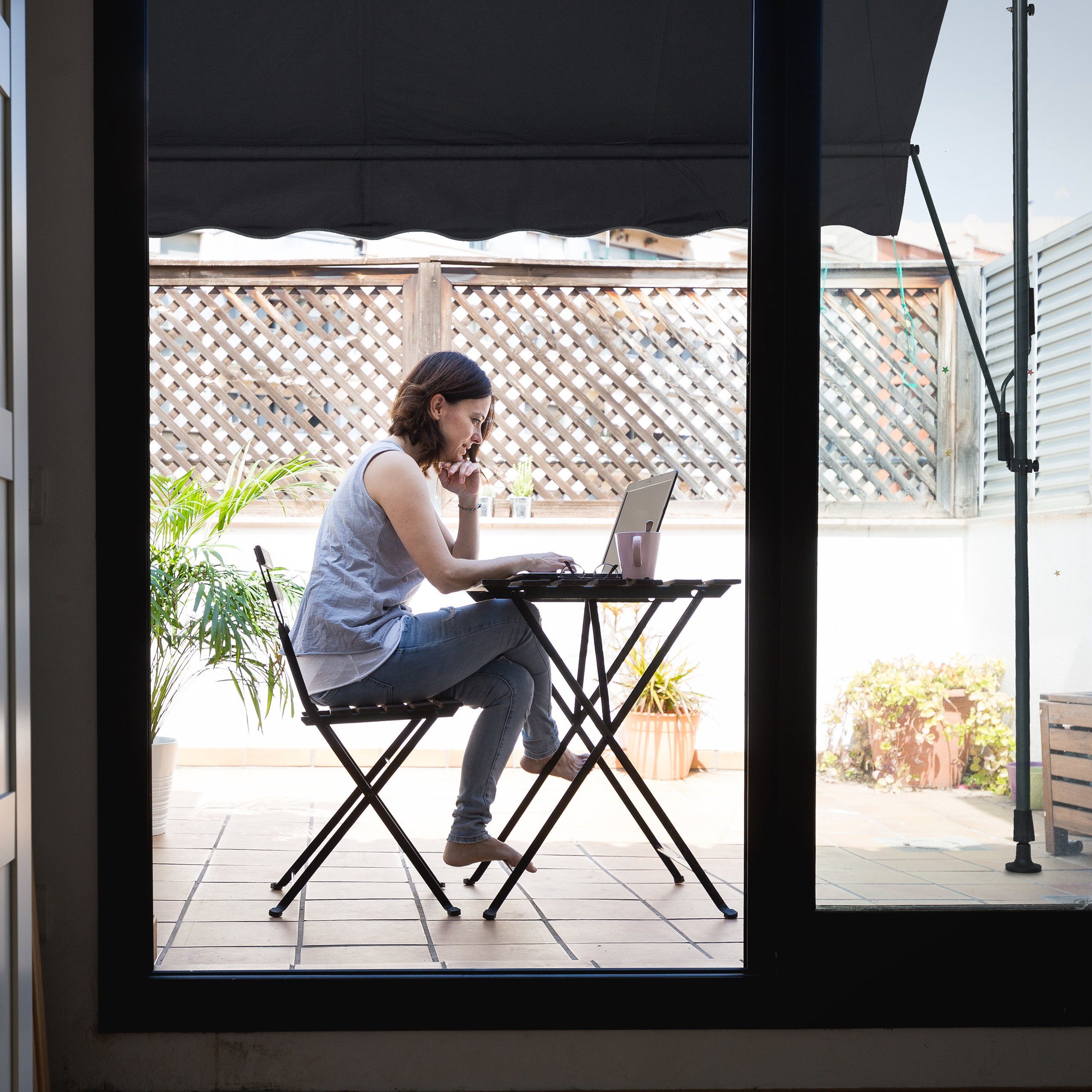 relaxdays Klemmmarkise Klemmmarkise für Balkon 350 x 120 cm