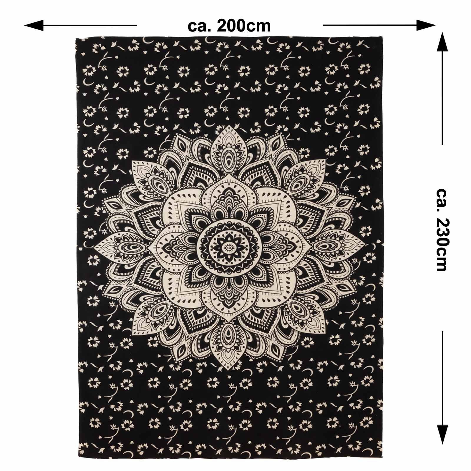 Wandteppich Tagesdecke Wandbehang Deko Tuch Indisches Mandala ca. 200 x 230cm, KUNST UND MAGIE