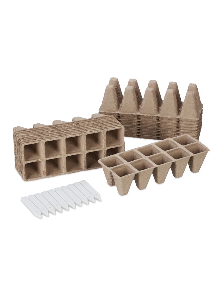 relaxdays 200 x Anzuchttöpfe in Braun - (B)3,5 x (H)5,5 x (T)3,5 cm günstig kaufen onesize