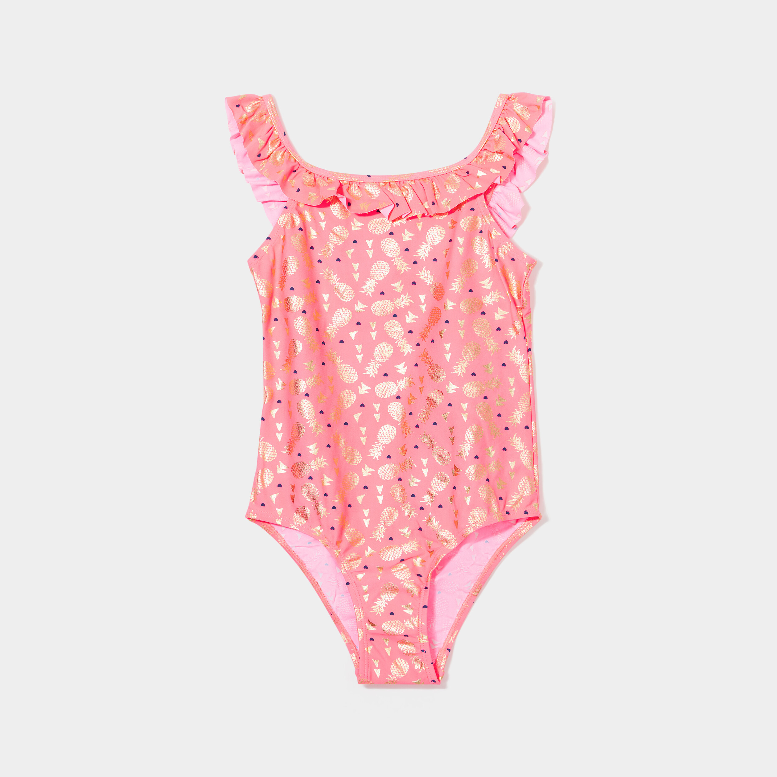 Maillot de bain une pièce orange corail fille | La Halle