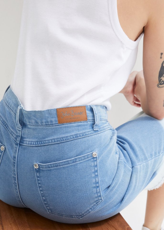 Stretch-Jeans-Bermuda, Dip Dye
