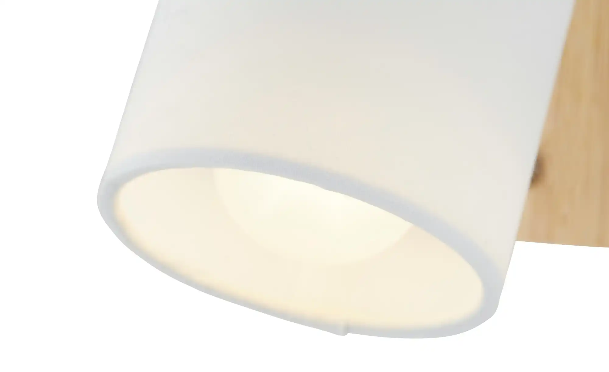 KHG Wandstrahler, 1-flammig, Holz/Stoffschirm weiß