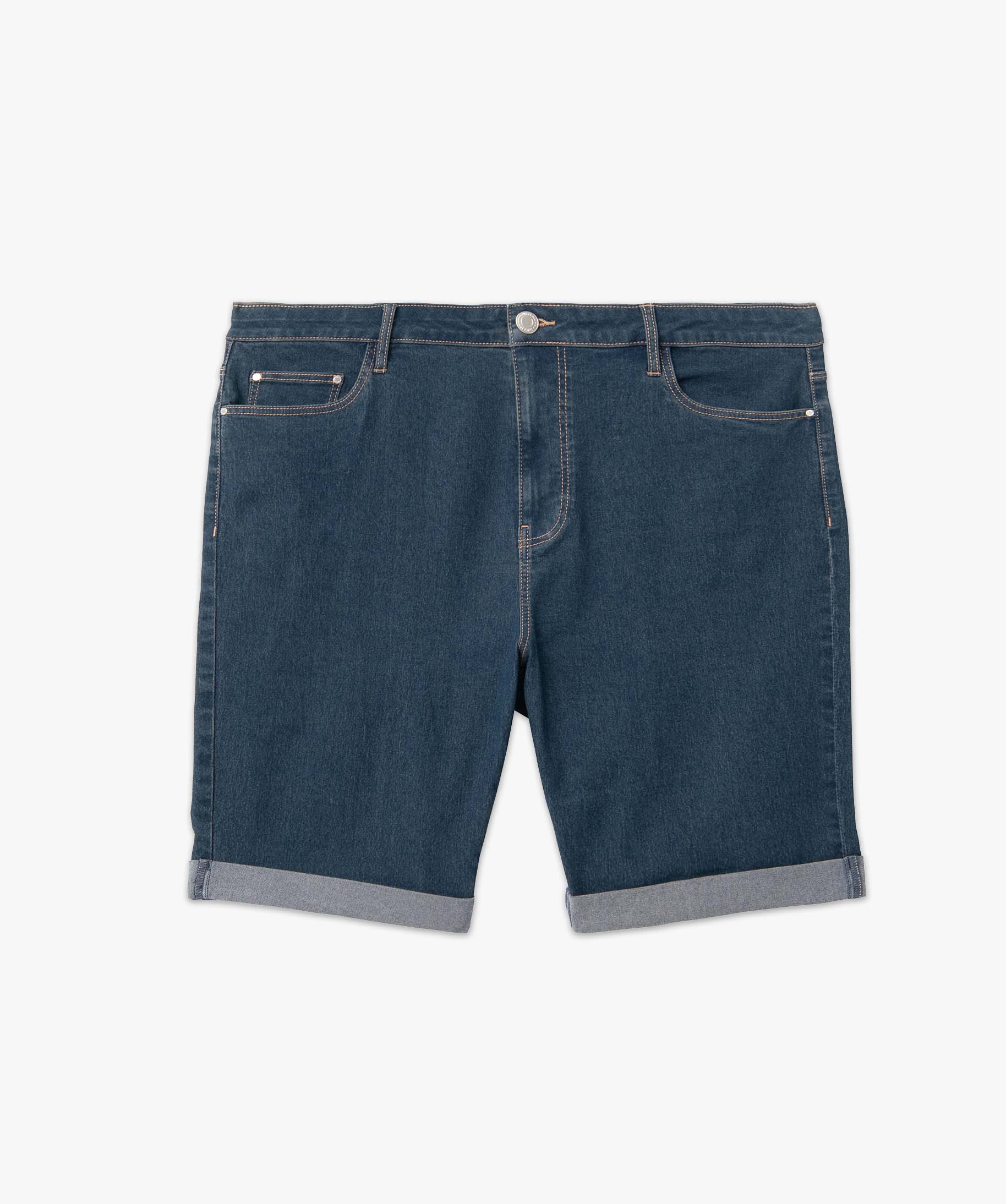Bermuda en jean femme grande taille à revers denim | GEMO