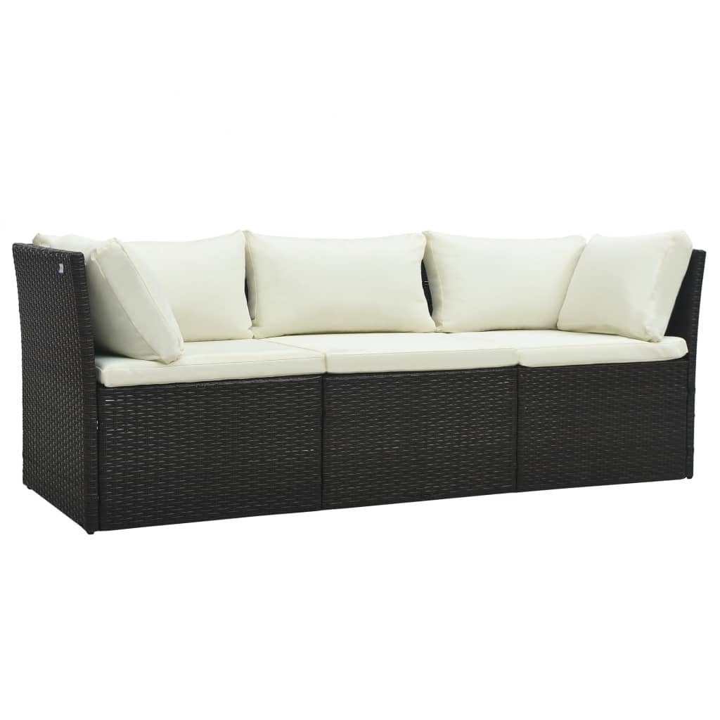 vidaXL Loungesofa 4-tlg. Garten-Lounge-Set mit Auflagen Poly Rattan Braun, 1 Teile