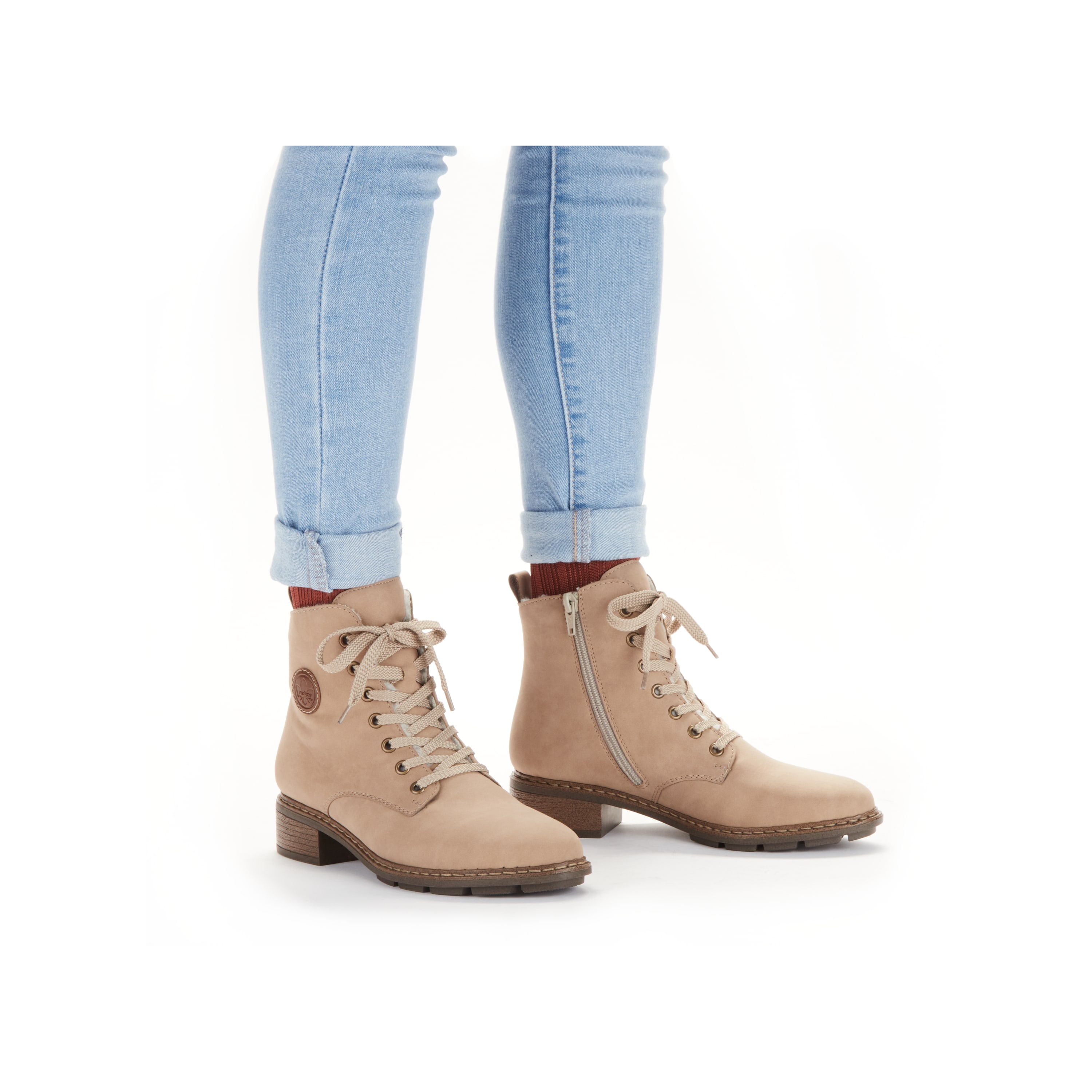 Rieker Damen Schnürstiefel sandbeige
