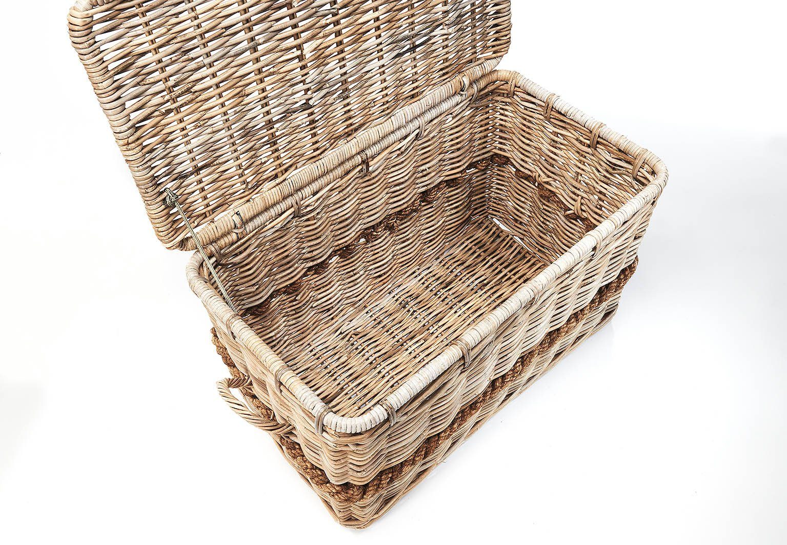 Kobolo Truhe Kiste aus Rattan Kubu Grey mit Deckel 80x45x48 cm