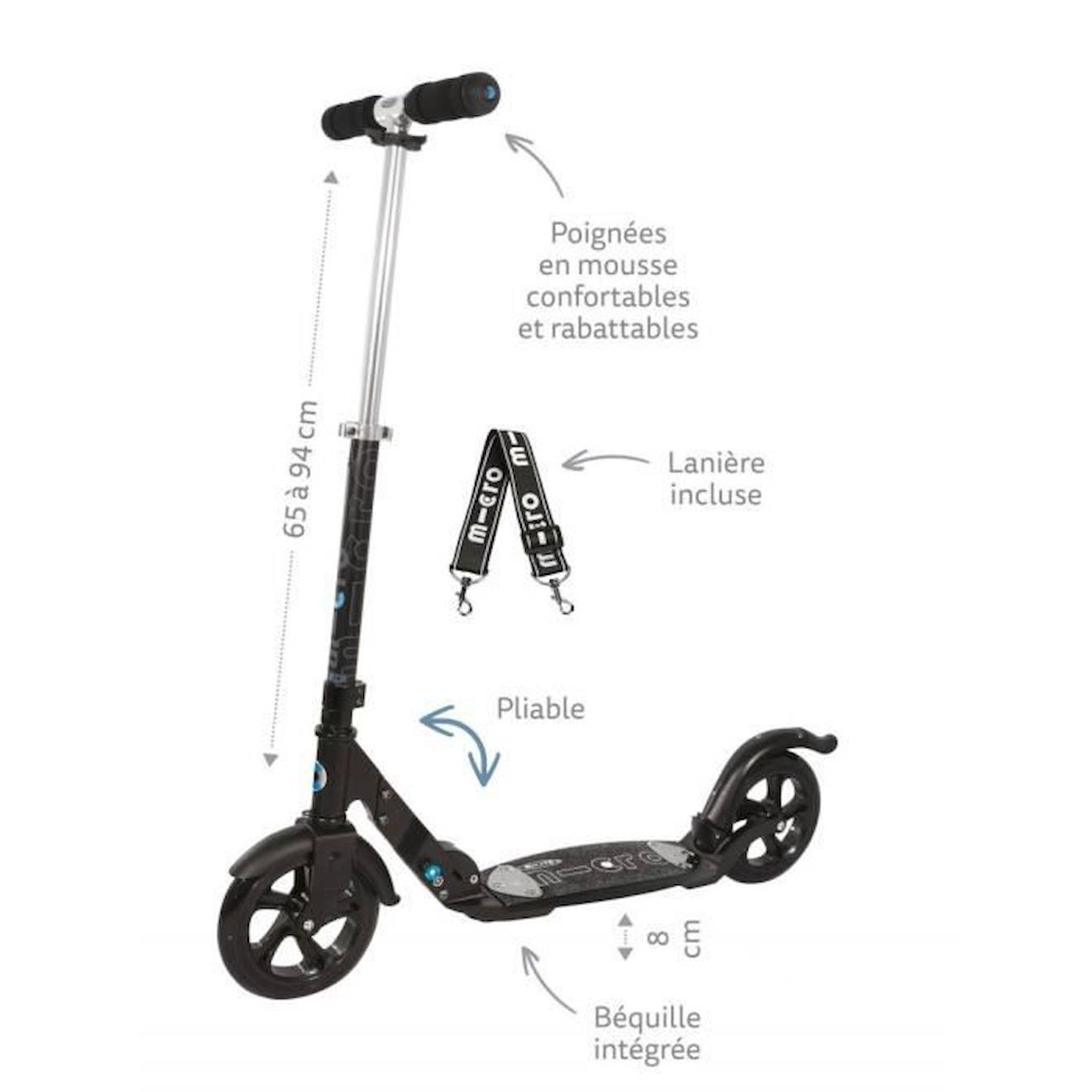 Trottinette pliable Adulte – Micro Flex Noir noir