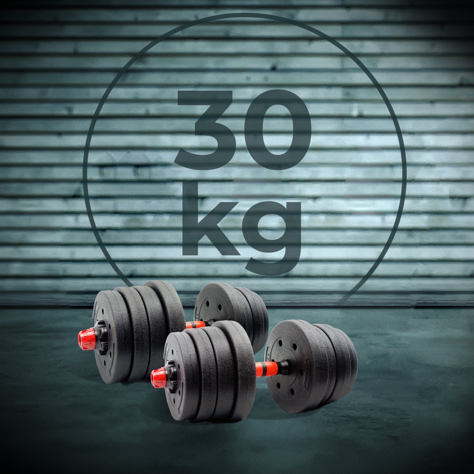 VENDOMNIA Hantel-Set Kurzhantelset - Langhantel 16 Gewichte, (2er Set, 2er Set, Hantelset mit Hantelscheiben für Home Gym Training), 2 Hantelstangen 30mm, aus Kunststoff, gerändelt, Doppelverschlüsse