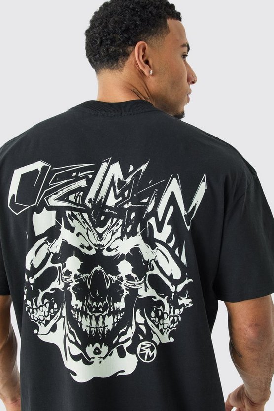 Oversize T-Shirt mit Totenkopf-Print