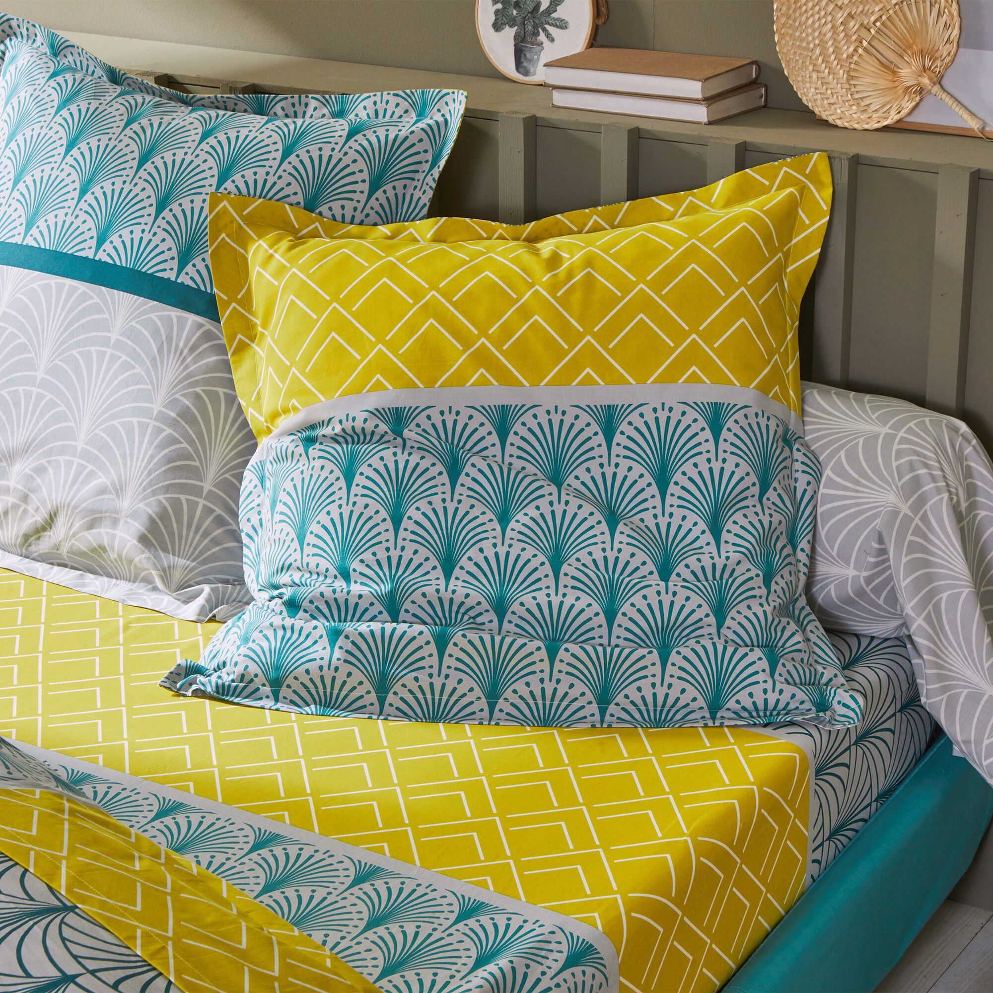 Linge de lit Eddy en coton à motifs graphiques