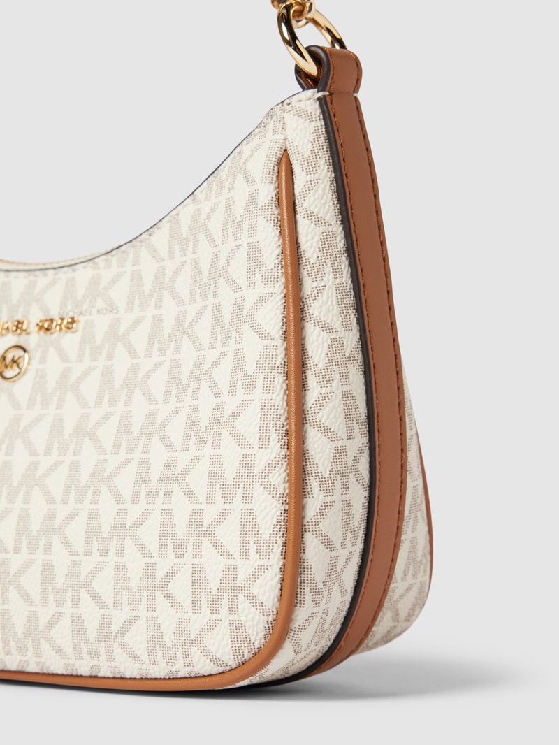 Pochette mit Allover-Logo-Muster Modell 'JET SET CHARM' in offwhite