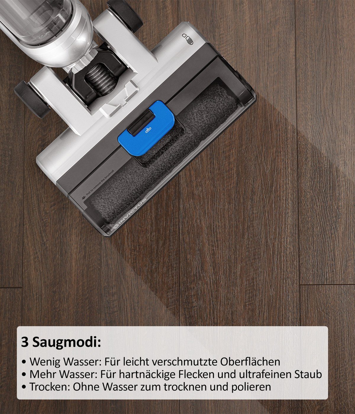 Genius Nass-Trocken-Akkusauger INVICTUS WD7 Akku Staubsauger Nasssauger mit Wischfunktion, beutellos, selbststehend, Selbstreinigung