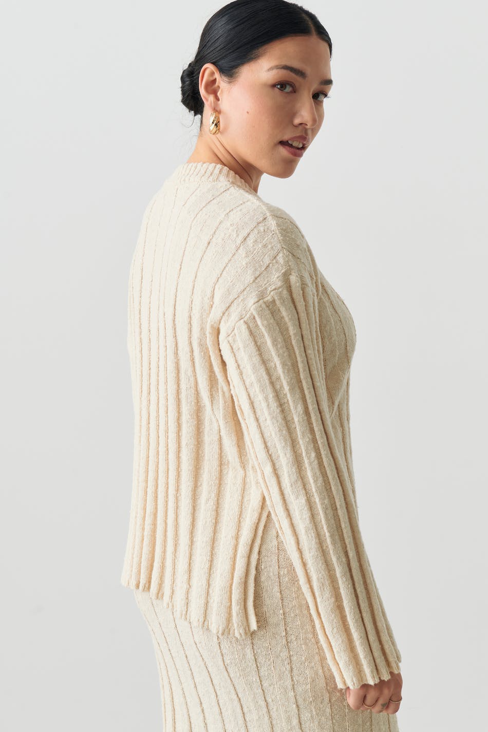 Cotton blend knit sweater