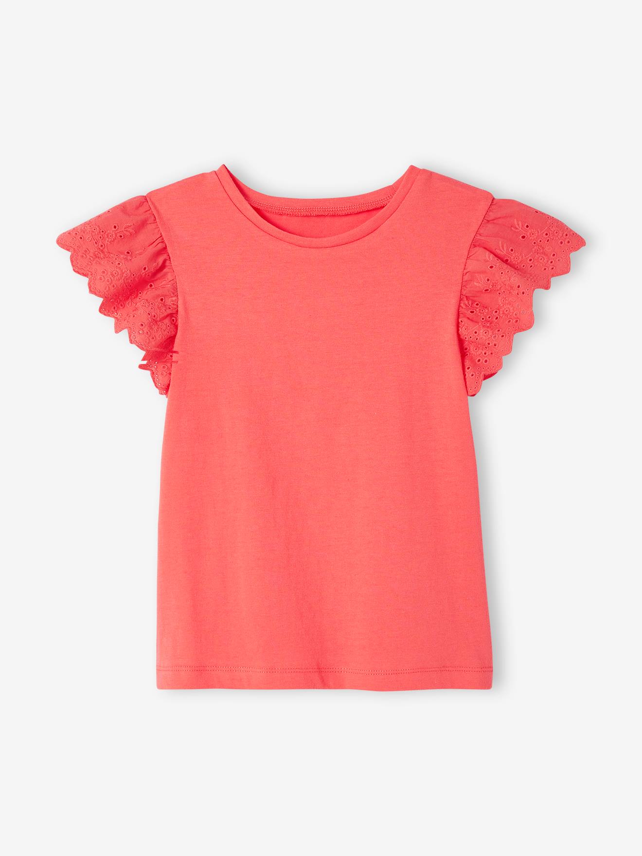 Ensemble T-shirt noué et pantalon fluide imprimé fille corail