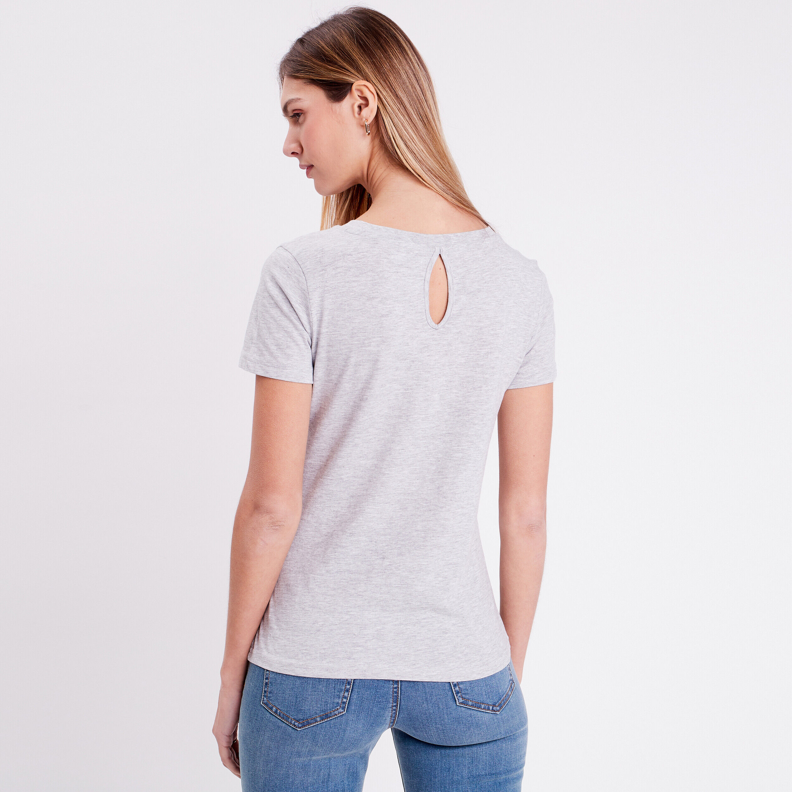 T-shirt manches courtes gris clair femme | Cache Cache
